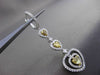 ESTATE LARGE 1.86CT WHITE & YELLOW DIAMOND 18KT 2 TONE GOLD HEART DROP EARRINGS