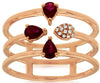 ESTATE LARGE .50CT DIAMOND & AAA RUBY 14KT ROSE GOLD 3D PEAR SHAPE CLUSTER RING