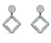 ESTATE LARGE .59CT DIAMOND 18KT WHITE GOLD ROUND & OPEN SQUARE HANGING EARRINGS