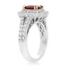 ESTATE EGL 2.57CT DIAMOND & AAA RUBY 18K 2 TONE GOLD DOUBLE HALO ENGAGEMENT RING