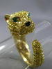 LARGE 2.59CT FANCY YELLOW DIAMOND & AAA EMERALD 18K YELLOW GOLD HAPPY TIGER RING