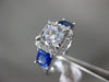 ESTATE LARGE 2.42CT DIAMOND & AAA SAPPHIRE 14K WHITE GOLD SQUARE ENGAGEMENT RING