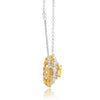 ESTATE LARGE 1.39CT WHITE & FANCY YELLOW DIAMOND 18K 2 TONE GOLD FLOWER NECKLACE