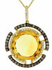 8.47CT WHITE & MOCHA DIAMOND & AAA CITRINE 14K YELLOW GOLD 3D ROUND HALO PENDANT