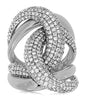 ESTATE EXTRA LARGE 2.40CT DIAMOND 14KT WHITE GOLD MULTI ROW LOVE KNOT FUN RING