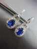 ESTATE 2.58CT DIAMOND & AAA SAPPHIRE 14KT WHITE GOLD OVAL HALO HANGING EARRINGS