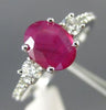 ESTATE LARGE 1.70CT DIAMOND & AAA RUBY 14K WHITE GOLD 3D CLASSIC ENGAGEMENT RING