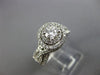 ESTATE WIDE 1.0CT DIAMOND 14KT WHITE GOLD 3D ROUND DOUBLE HALO ENGAGEMENT RING