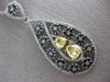 LARGE 3.09CT WHITE & FANCY YELLOW DIAMOND & AAA SAPPHIRE 14K 2 TONE GOLD PENDANT