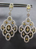 ESTATE LARGE 1.91CT WHITE & FANCY YELLOW DIAMOND 18K 2 TONE GOLD FLOWER EARRINGS