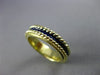 ESTATE 18K YELLOW GOLD 3D SOLID HANDCRAFTED BLUE ENAMEL WEDDING RING BAND #25515