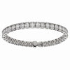 ESTATE LARGE 7.17CT ROUND & BAGUETTE DIAMOND 18KT WHITE GOLD 3D TENNIS BRACELET