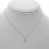 ESTATE .31CT DIAMOND 14KT WHITE GOLD CLASSIC SOLITAIRE TEAR DROP LOVE NECKLACE