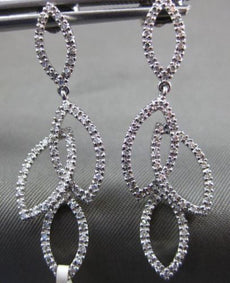 ESTATE .55CT ROUND DIAMOND 14K WHITE GOLD 3D CLASSIC MULTI LEAF HANGING EARRINGS
