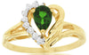0.55CT DIAMOND & AAA RUSSALITE 14KT YELLOW GOLD 3D PEAR SHAPE & ROUND LOVE RING