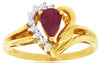 .55CT DIAMOND & AAA RUBY 14KT YELLOW GOLD 3D PEAR SHAPE & ROUND HEART SHAPE RING