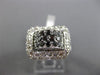 ESTATE WIDE 1CT WHITE & BLACK DIAMOND 14K WHITE GOLD 3D SQUARE HEART LOVE RING