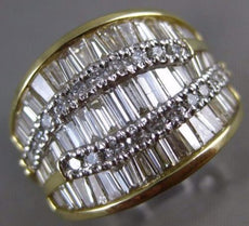 ESTATE WIDE 3.18CT DIAMOND 14K YELLOW GOLD 3D MULTI ROW WEDDING ANNIVERSARY RING
