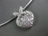 ANTIQUE LARGE 1.0CT DIAMOND 14KT WHITE GOLD PAVE FLOATING HEART NECKLACE #22689
