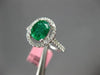 ESTATE WIDE 1.23CT DIAMOND & AAA EMERALD 18KT WHITE GOLD 3D HALO ENGAGEMENT RING