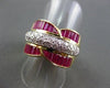 ESTATE WIDE 2.25CT DIAMOND & AAA RUBY 18KT 2 TONE BAGUETTE & ROUND RING  #22081