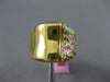 ESTATE LARGE .35CT DIAMOND 14K YELLOW GOLD GREEN & PINK ENAMEL FILIGREE FUN RING