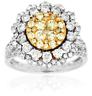 ESTATE 1.63CT WHITE & FANCY YELLOW DIAMOND 14KT WHITE GOLD 3D ANNIVERSARY RING