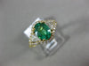ESTATE 1.42CT DIAMOND & AAA EMERALD 14KT YELLOW GOLD 3D FLOWER ENGAGEMENT RING