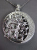 ESTATE LARGE .60CT DIAMOND 14KT WHITE GOLD FILIGREE FLOATING ROUND MOON PENDANT