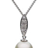 ESTATE .08CT DIAMOND & AAA SOUTH PEARL 18KT WHITE GOLD 3D MARQUISE SHAPE PENDANT