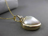 ESTATE DIAMOND & PEARL 14KT TWO TONE GOLD 3D DOUBLE HEART FLOATING PENDANT 24081