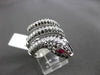 ESTATE LARGE 2.91CT MULTI COLOR DIAMOND & AAA RUBY 18KT WHITE GOLD 3D SNAKE RING