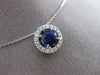 ESTATE .98CT DIAMOND & SAPPHIRE 18KT WHITE GOLD ROUND HALO FLOATING PENDANT E/F