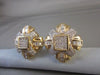 ESTATE LARGE SQUARE 4.80CT DIAMOND PRINCESS CUT 14K YELLOW GOLD CLIP EARRINGS