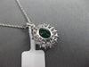 ESTATE LARGE 2.36CT DIAMOND & AAA EMERALD 18KT WHITE GOLD 3D OVAL HALO PENDANT
