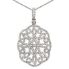 ESTATE LARGE 1.08CT DIAMOND 18K WHITE GOLD FLOWER OPEN FILIGREE FLOATING PENDANT
