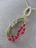 ESTATE .65CT DIAMOND & AAA RUBY 14K YELLOW GOLD 3D MARQUISE SHAPE FLOWER PENDANT