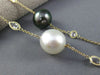 ESTATE LONG 14KT YELLOW GOLD 3D QUARTZ & MULTI COLOR PEARL BY THE YARD NECKLACE