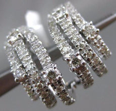 ESTATE WIDE 1.13CT ROUND DIAMOND 18KT WHITE GOLD MULTI ROW WAVE CLIP ON EARRINGS