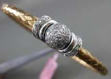 ESTATE .45CT DIAMOND 14KT WHITE & ROSE GOLD 3D MESH WOVEN CROWN BANGLE BRACELET