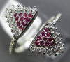 ESTATE WIDE .36CT DIAMOND & AAA RUBY 14KT WHITE GOLD TRIANGLE PAVE FLEXIBLE RING