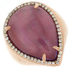 ESTATE LARGE 15.72CT DIAMOND & AAA AMETHYST 14K ROSE GOLD 3D PEAR SHAPE FUN RING