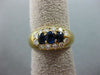 ESTATE 1.25CT DIAMOND & AAA SAPPHIRE 18KT YELLOW GOLD 3D 3 STONE HALO FUN RING