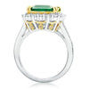 ESTATE LARGE 8.4CT DIAMOND & AAA EMERALD 18K 2 TONE GOLD CLASSIC ENGAGEMENT RING