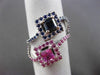 ANTIQUE 3.58CT PINK & BLUE SAPPHIRE 18KT WHITE GOLD 3D SQUARE HALO WAVE FUN RING