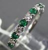 ESTATE .74CT DIAMOND & AAA EMERALD 18K WHITE GOLD SEMI ETERNITY ANNIVERSARY RING
