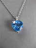 ESTATE 1.43CT DIAMOND & BLUE TOPAZ 14K WHITE GOLD FLOATING HEART HANGING PENDANT