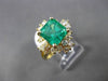 ESTATE LARGE 3.20CT DIAMOND & AAA EMERALD 18KT YELLOW GOLD 3D ENGAGEMENT RING