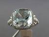 ESTATE LARGE 3.55CT DIAMOND & AAA AQUAMARINE 14K WHITE GOLD HALO ENGAGEMENT RING