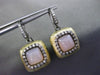 ESTATE .60CT DIAMOND PINK QUARTZ 14K BLACK YELLOW GOLD FILIGREE HANGING EARRINGS